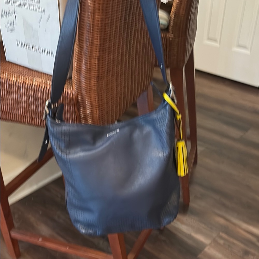 Coach navy blue with yellow tassel nwot